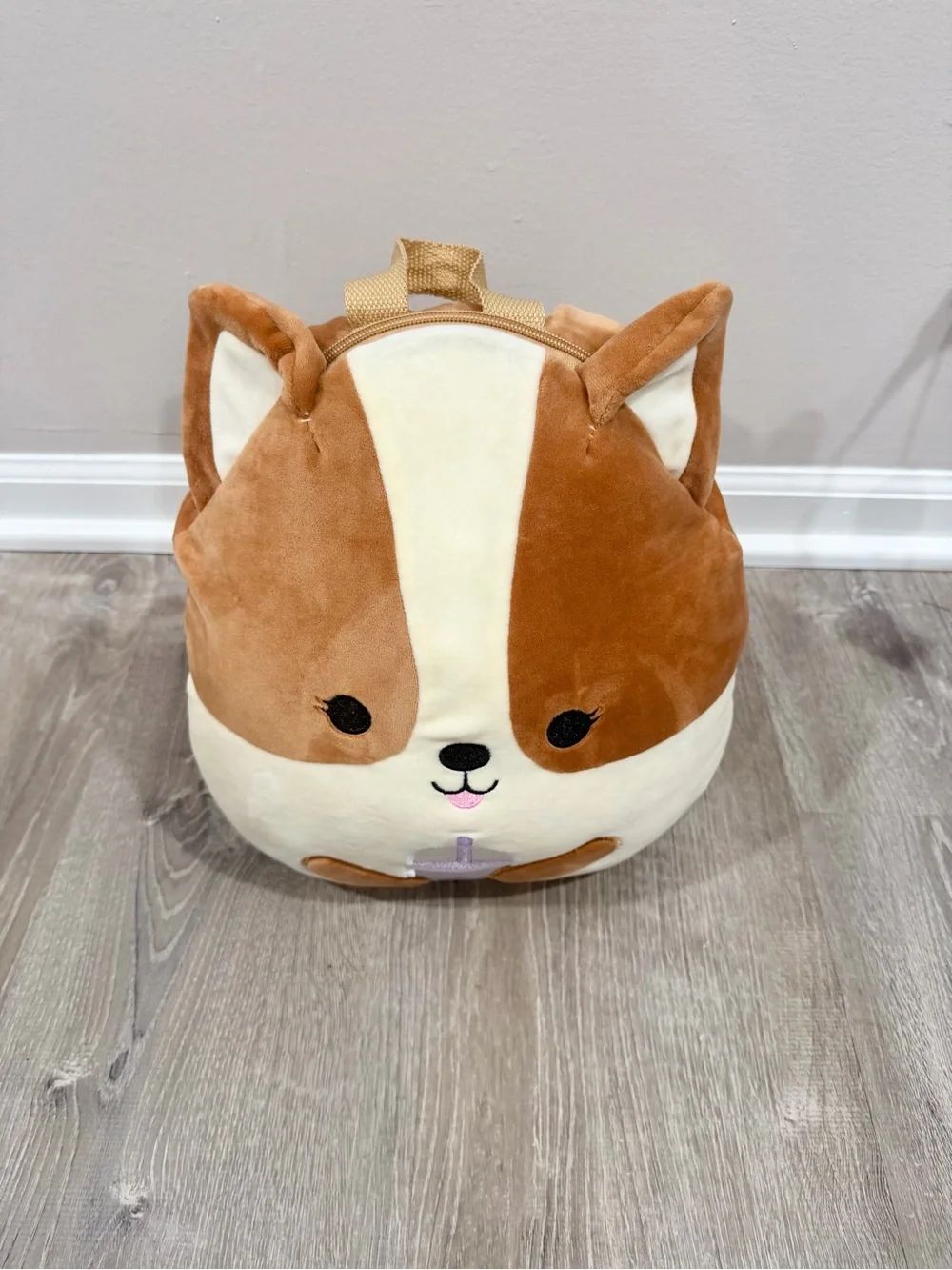 Squishmallows Dog Boba Tea Plush Backpack Brown Kawaii Kids Character Bag 12”